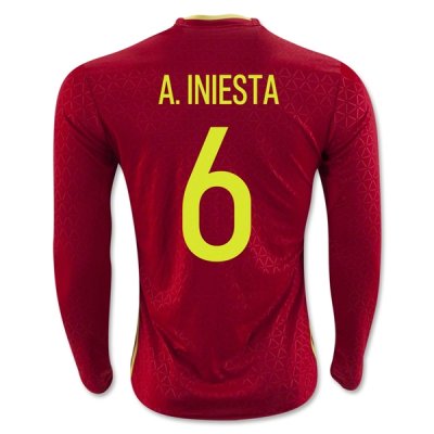 2016 Spain A. INIESTA #6 LS Home Soccer Jersey