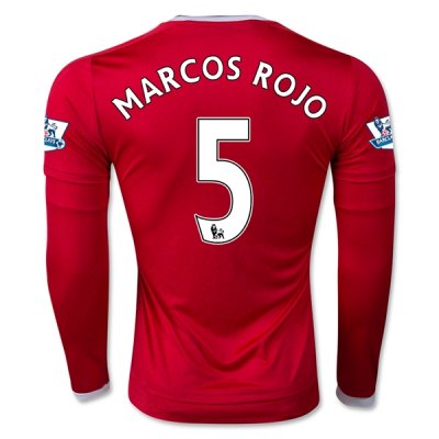 2015-16 Manchester United LS Home Soccer Jersey MARCOS ROJO 5