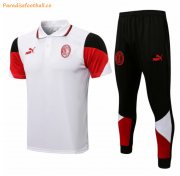 2021-22 AC Milan White Polo Kits Shirt with Pants