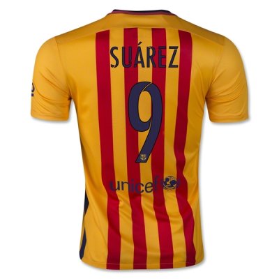 2015-16 Barcelona Away Suárez 9 Soccer Jersey Yellow