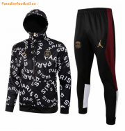 2020-21 PSG X Jordan Black Training Kits Paris Hoodie Jacket with Pants