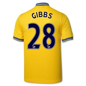 13-14 Arsenal #28 Gibbs Away Yellow Jersey Shirt 13-14 Arsenal #28 Gibbs Away Yellow Jersey Shirt