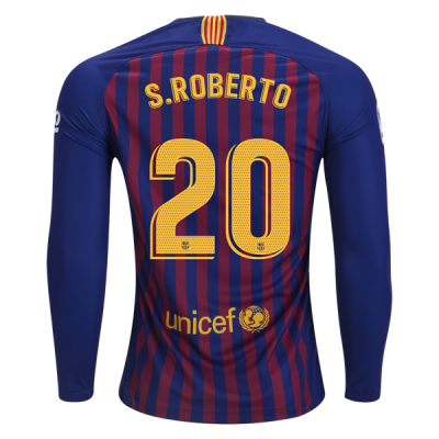 2018-19 FC Barcelona LS Home Soccer Jersey Shirt Sergi Roberto #20