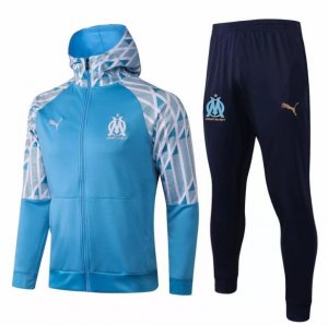 2020-21 Marseille Blue Tracksuits Hoodie Jacket and Pants