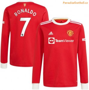 2021-22 Manchester United Long Sleeve Home Soccer Jersey Shirt Ronaldo #7