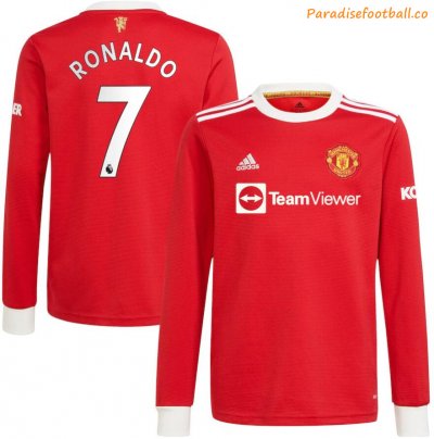 2021-22 Manchester United Long Sleeve Home Soccer Jersey Shirt Ronaldo #7
