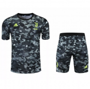 2021-22 Juventus Black Grey Training Kits Shirt with Shorts