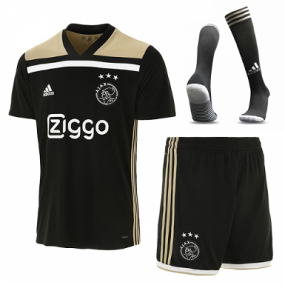 2018-19 Ajax Away Black Soccer Jersey Whole Kit (Shirt + Shorts + Socks)