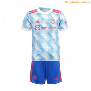 2021-22 Manchester United Kids Away Soccer Youth Kits Shirt With Shorts