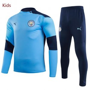 Kids 2020-21 Manchester City Blue Training Suits Sweatshirt with Pants