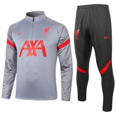 2020-21 Liverpool Light Grey Training Kits Sweatshirt with Pants