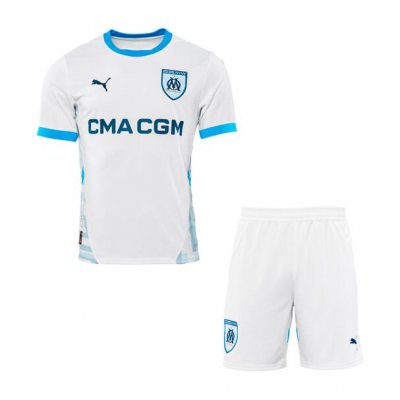 2024-25 Olympique de Marseille Kids Home Soccer Kits Shirt With Shorts