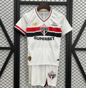 2025-26 Sao Paulo Kids Home Soccer Kits Shirt With Shorts