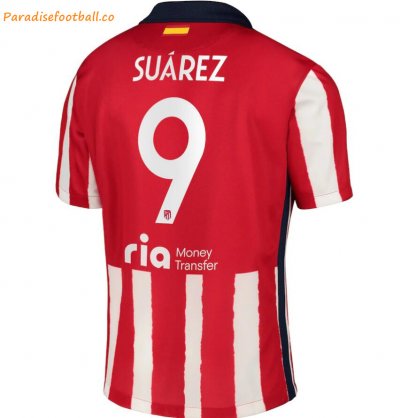 2020-21 Atlético Madrid Metropolitano Home Soccer Jersey Shirt with Suarez 9 printing