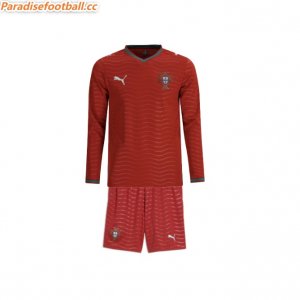2026 FIFA World Cup Portugal Home Kids Long Sleeve Soccer Kits Shirt With Shorts