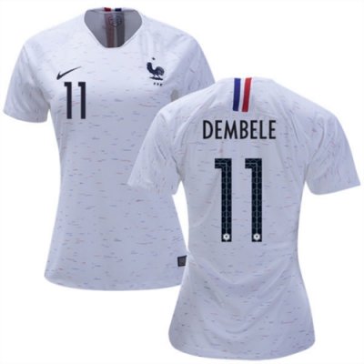 Women 2018 World Cup France Away Soccer Jersey Shirt Ousmane Dembele #11