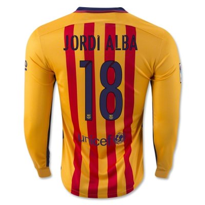 2015-16 Barcelona JORDI ALBA 18 LS Away Soccer Jersey