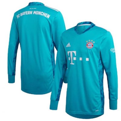 2020-21 Bayern Munich Long Sleeve Goalkeeper Blue Soccer Jersey Shirt