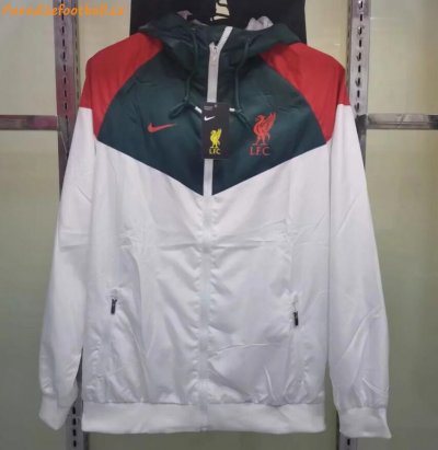 2021-22 Liverpool White Green Windbreaker Hoodie Jacket