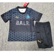 Kids Olympique de Marseille 2020-21 BALR Black Soccer Kits Shirt With Shorts