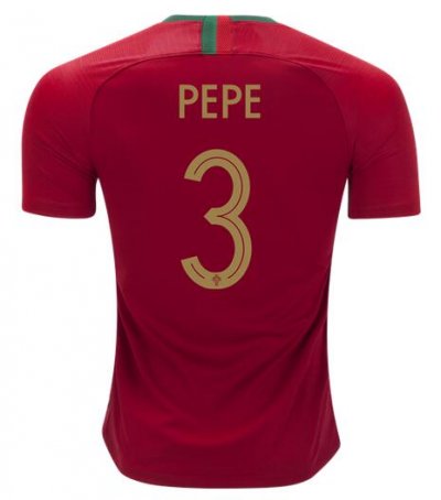 2018 World Cup Portugal Home Pepe #3 Soccer Jersey Shirt
