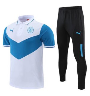 2021-22 Manchester City White Polo Kits Shirt with Pants