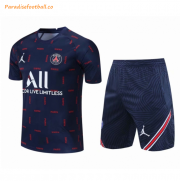 2020-21 PSG Blue Training Kits Soccer Shirt with Shorts