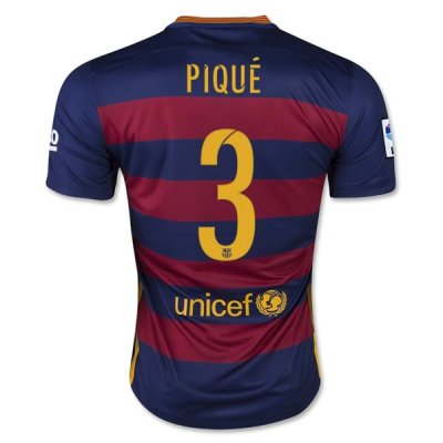 2015-16 Barcelona PIQUE 3 Home Soccer Jersey