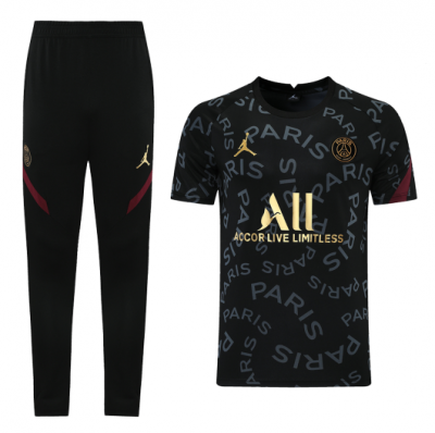 2021-22 PSG x Jordan Black Training Kits Shirt with Pants