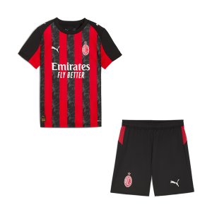 2025-26 AC Milan Home Kids Soccer Kits Shirt with Shorts