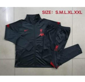 2020-21 Liverpool Black Training Kits Jacket with Trousers
