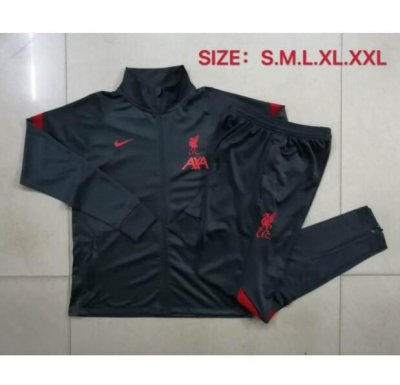 2020-21 Liverpool Black Training Kits Jacket with Trousers