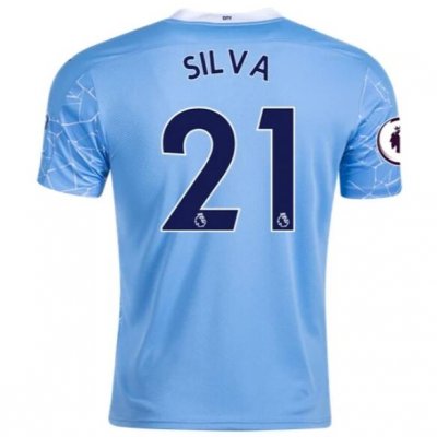 2020-21 Manchester City Home Soccer Jersey Shirt DAVID SILVA #21