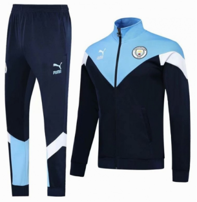 2019-20 Manchester City Black Blue Training Kits (Jacket+Pants)