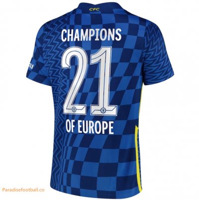 2021-22 Chelsea Cup Home Soccer Jersey Shirt with Champions of Europe 21 printing