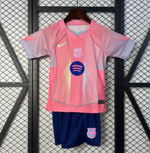 2025-26 Barcelona Kids Pink Special Soccer Kits Shirt With Shorts