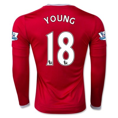 2015-16 Manchester United LS Home Soccer Jersey YOUNG 18