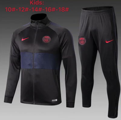 2019-20 Kids PSG Black Training Kits Jacket with Pants