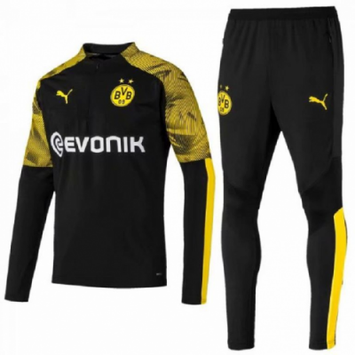 2019-20 Borussia Dortmund Black Zipper Training Suits ( SweatShirt+Pants)