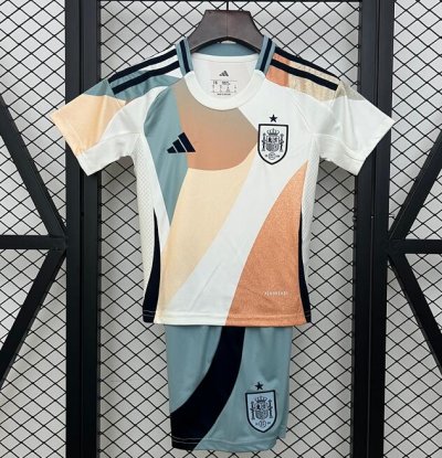 2025 Spain Away Kids Soccer Kits Shirt With Shorts