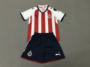 Kids Chivas 2017-18 Home Soccer Shirt With Shorts