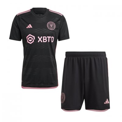Kids/Youth Inter Miami 2023-24 Black La Noche Away Soccer Kits Shirt With Shorts