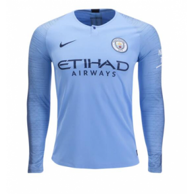 2018-19 Manchester City Long Sleeve Home Soccer Jersey Shirt