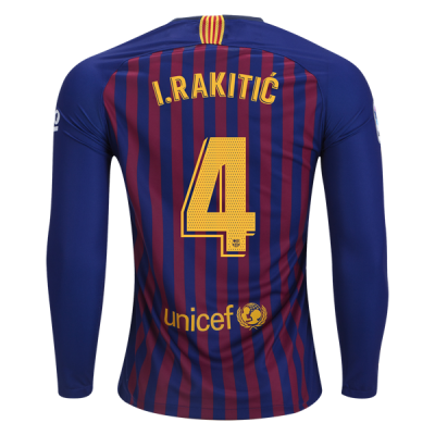 2018-19 FC Barcelona LS Home Soccer Jersey Shirt Ivan Rakitic #4