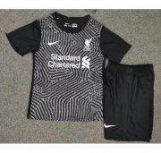 2020-21 Liverpool Kids Goalkeeper Black Soccer Kits Shirt With Shorts