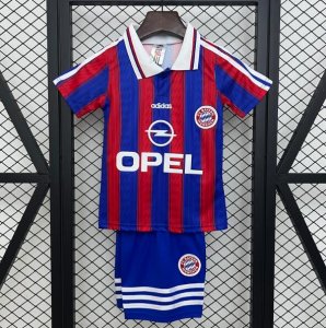 1995-97 Bayern Munich Retro Kids Home Soccer Kit Shirt With Shorts