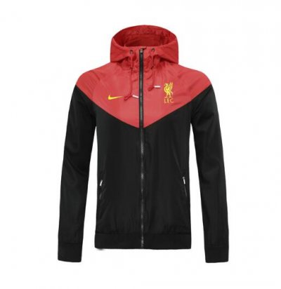 2020-21 Liverpool Black Red Hoodie Windbreaker Jacket