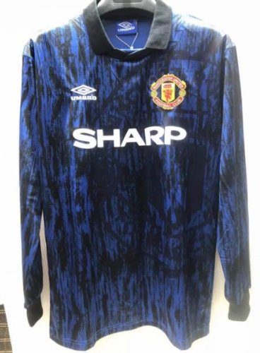1992-93 Manchester United Retro Long Sleeve Away Soccer Jersey Shirt