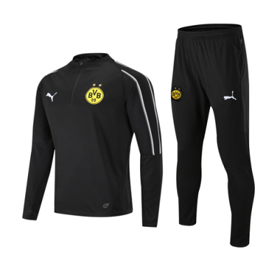 18-19 Borussia Dortmund Black Zipper Sweat Shirt Kit(Top+Trouser)