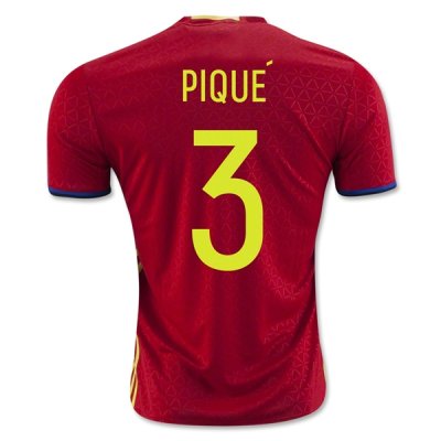 2016 Spain PIQUE #3 Home Soccer Jersey